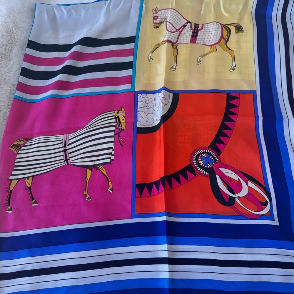 Hermes Multicolor Horse Print Scarf - Picture 5 of 6